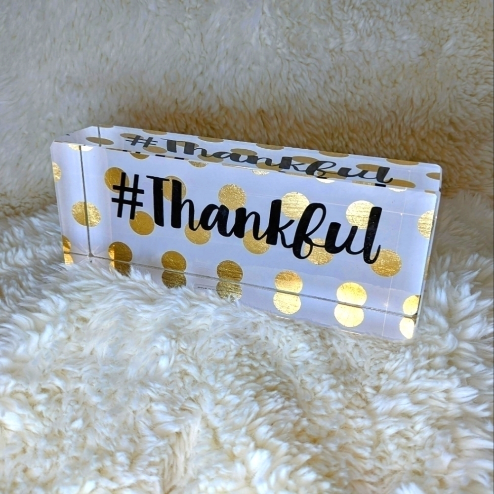 #Thankful Acrylic Inspirational Home Office Decor